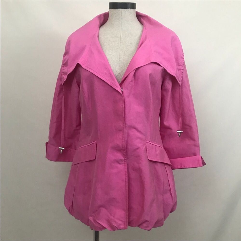 Lafayette 148 New York Pink Bubble Hem Blazer - Size 6 - Bold Designer Coat